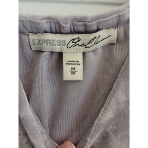 Express womens gray crushed velvet velour cami M party club holiday crop top - Picture 3 of 10